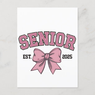Senior 2025 Coquette Class of 2025 Pink Bows Holiday Postcard