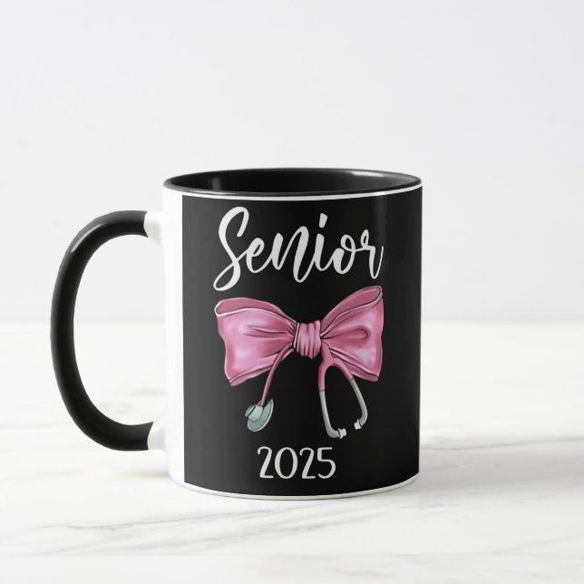 Senior 2025 Coquette Class of 2025 Pink Bows Mug (Left)