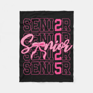 Senior 2025 Coquette Pink Bow Cl Of 2025 Back To S Fleece Blanket