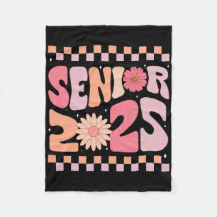 Senior 2025 Groovy Cl Of 2025 Senior Graduation Gi Fleece Blanket