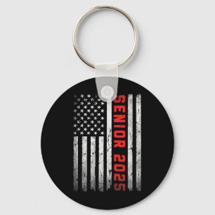 Senior 2025 Patriotic American Flag Graduation Cl Key Ring