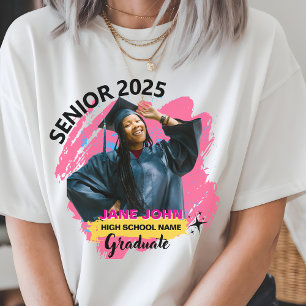 Senior 2025 Photo and Name Personalised Graduation Tri-Blend Shirt
