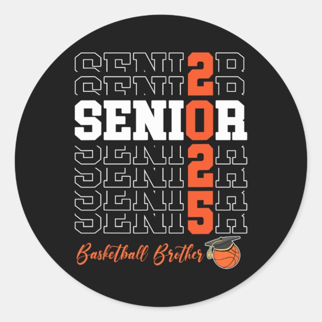 Senior 2025 Sketll Brother Gift Cl Of 2025 Proud B Classic Round Sticker (Front)