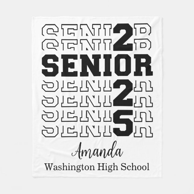 Senior 2025 Velveteen Plush Blanket, Personalised  Fleece Blanket (Front)