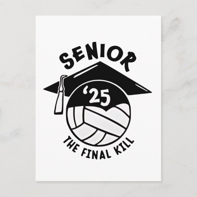 Senior 2025 Volleyball Graduation  Invitation Postcard (Front)