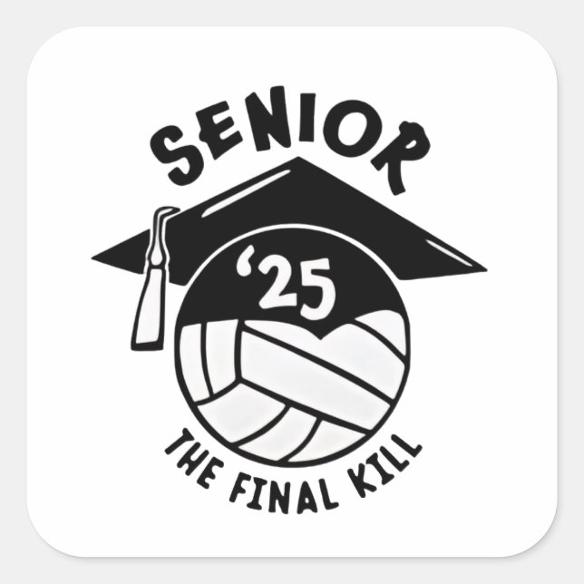 Senior 2025 Volleyball Graduation  Square Sticker (Front)