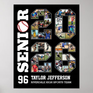 Senior 2026 Baseball Team Sports Photo Collage Poster