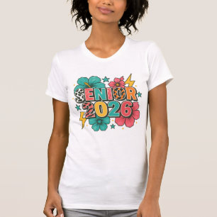 Senior 2026 Bold Floral Lightning Design T-Shirt