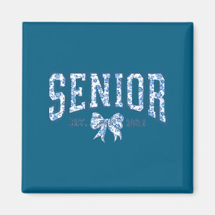 Senior 2026 chinoiserie floral bow graduation magnet