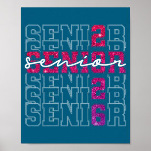 Senior 2026 Class Graduation Pink Illustration Poster