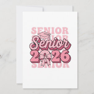 Senior 2026 Class of 2026 Coquette Pink Bow Gradua Invitation