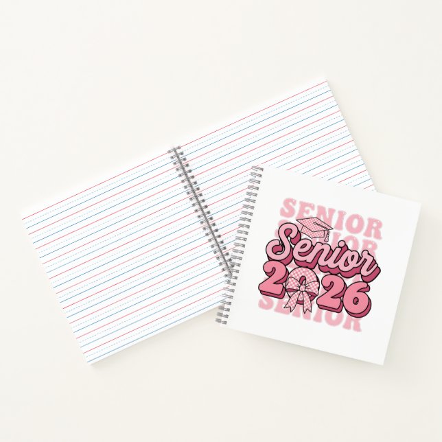 Senior 2026 Class of 2026 Coquette Pink Bow Gradua Notebook (Inside)