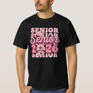 Senior 2026 Class of 2026 Coquette Pink Bow Gradua T-Shirt