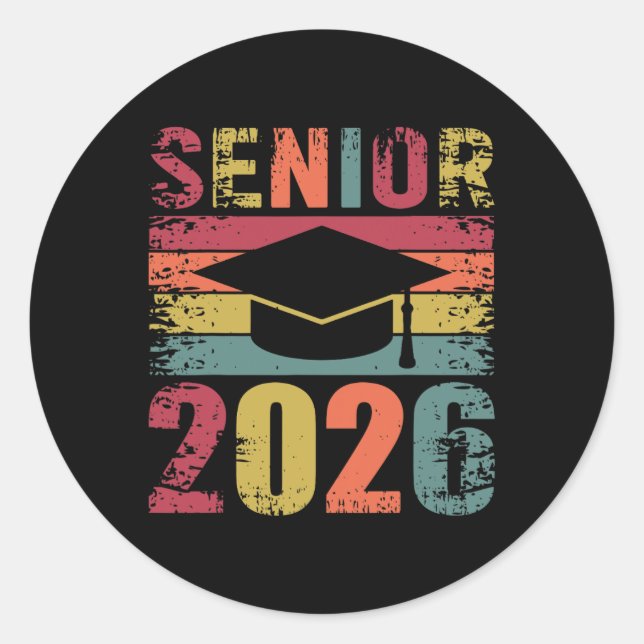 Senior 2026  classic round sticker (Front)
