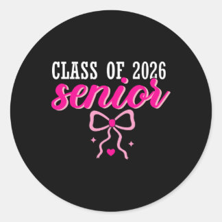 Senior 2026 Coquette Pink Bow Graduation 2026 Cl O Classic Round Sticker