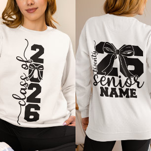 Senior 2026 Custom Name Bow Graduation Sweatshirt