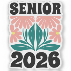 Senior 2026 Custom Retro Groovy Flowers Graduation