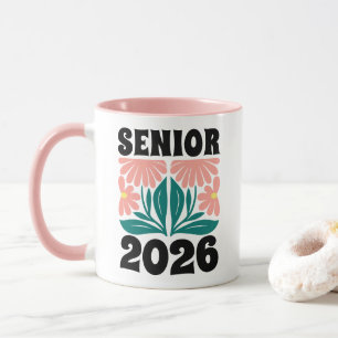 Senior 2026 Custom Retro Groovy Flowers Graduation Mug
