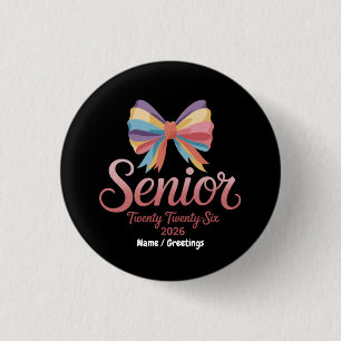 Senior 2026 Cute Rainbow Bow Graduation Coquette 3 Cm Round Badge