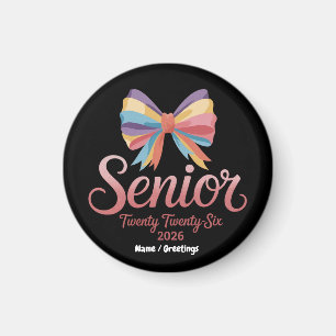 Senior 2026 Cute Rainbow Bow Graduation Coquette Magnet