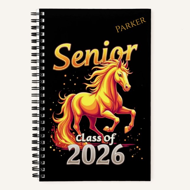 Senior 2026 Fire Horse Chinese Zodiac Personalised Notebook (Front)