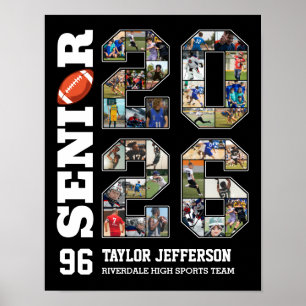 Senior 2026 Football Team Sports Photo Collage Poster