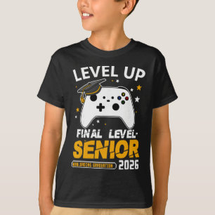 Senior 2026 Level Up Final Graduation Grad Gaming T-Shirt
