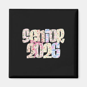 Senior 2026 Pastel Coquette Bow Floral Graduation Magnet