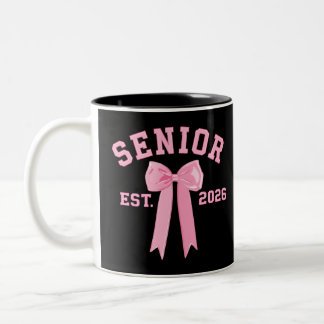 Senior 2026 Pink Bow Two-Tone Coffee Mug
