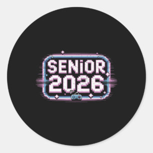 Senior 2026 Retro Gamer Graduation Vibes Classic Round Sticker