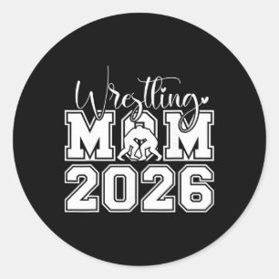 Senior 2026 Wrestling Mum Proud Senior 2026 Mum Gr Classic Round Sticker