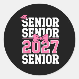 Senior 2027 Class Coquette Pink Classic Round Sticker