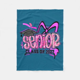 Senior 2027 class of 2027 coquette girl pink fleece blanket