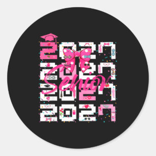 Senior 2027 class of 2027 coquette pink bow classic round sticker
