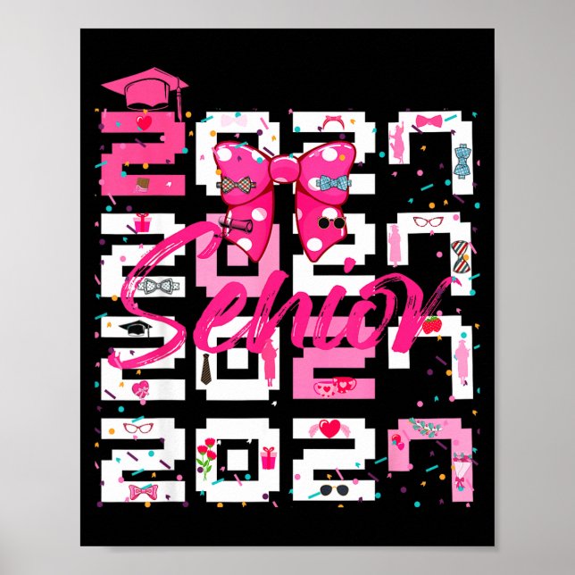 Senior 2027 class of 2027 coquette pink bow poster (Front)
