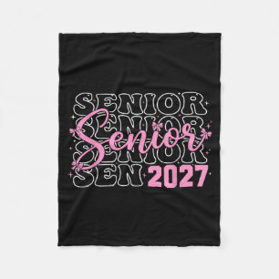 Senior 2027 class of 2027 pink coquette bow groovy fleece blanket