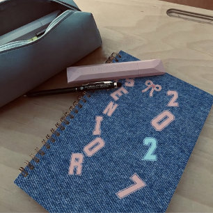 Senior 2027 Denim Patch Spiral Notebook for School