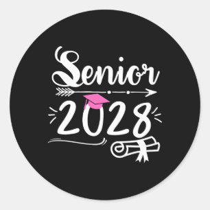 Senior 2028 Class Of 2028 Graduation Or First Day  Classic Round Sticker