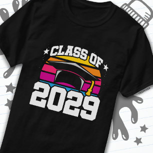 Senior 2029 Class of 2029 Graduation Retro Sunset T-Shirt