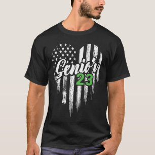 Senior 23 2023 Graduation Graduate American Flag H T-Shirt