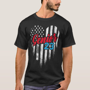 Senior 23 2023 Graduation Graduate American Flag H T-Shirt