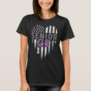 Senior 23 2023 Graduation Graduate American Flag H T-Shirt