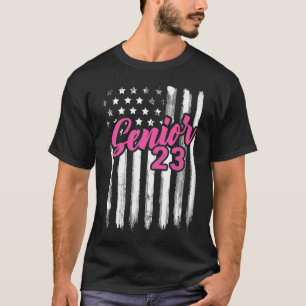 Senior 23 2023 Graduation Graduate American Flag U T-Shirt