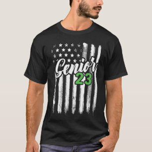 Senior 23 2023 Graduation Graduate American Flag U T-Shirt