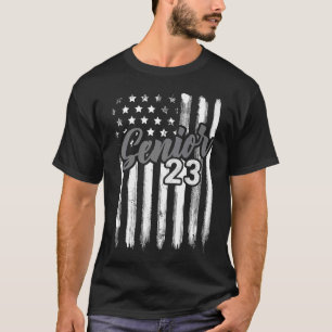 Senior 23 2023 Graduation Graduate American Flag U T-Shirt