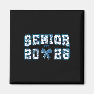 Senior 26 Graduation Cl Of 2026 Bow Blue Toile Flo Magnet