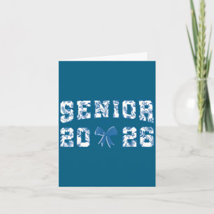 Senior 26 graduation class of 2026 bow blue toile card