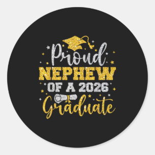 Senior 26 proud nephew of a 2026 graduate family classic round sticker