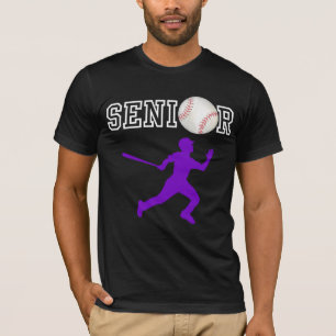 Senior Baseball Player with Purple Silhouette T-Shirt
