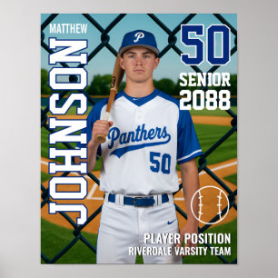 Senior Baseball Team Custom Photo Sports Poster